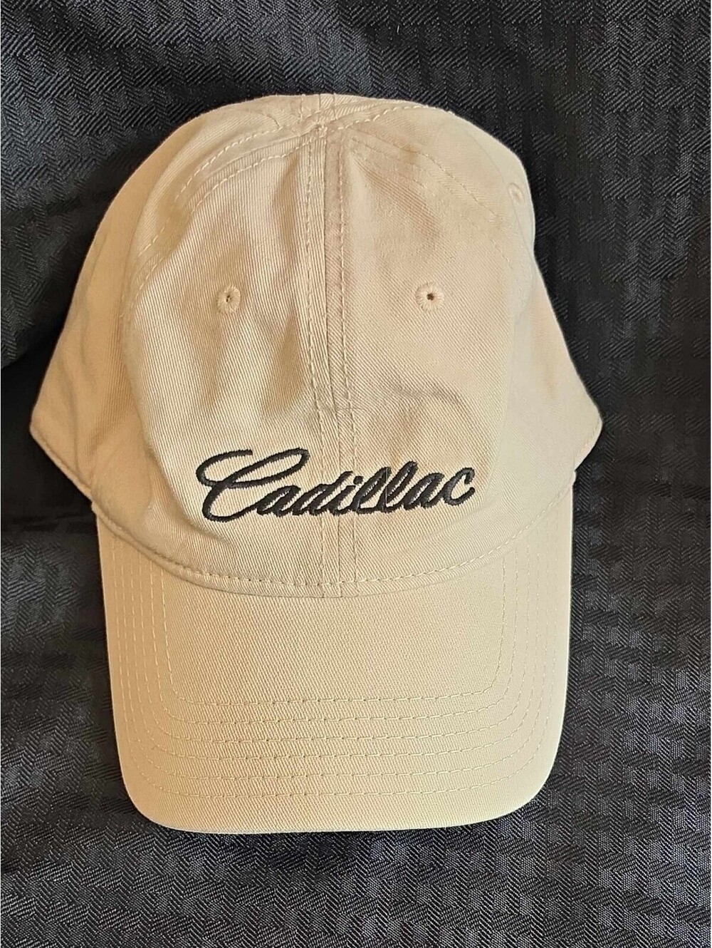 Cadillac Hat beige Embroidered Patch Strapback Adjustable Cap